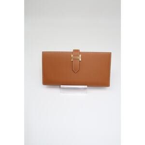 Hermes Brown Leather Bearn Souffle Gusset Wallet